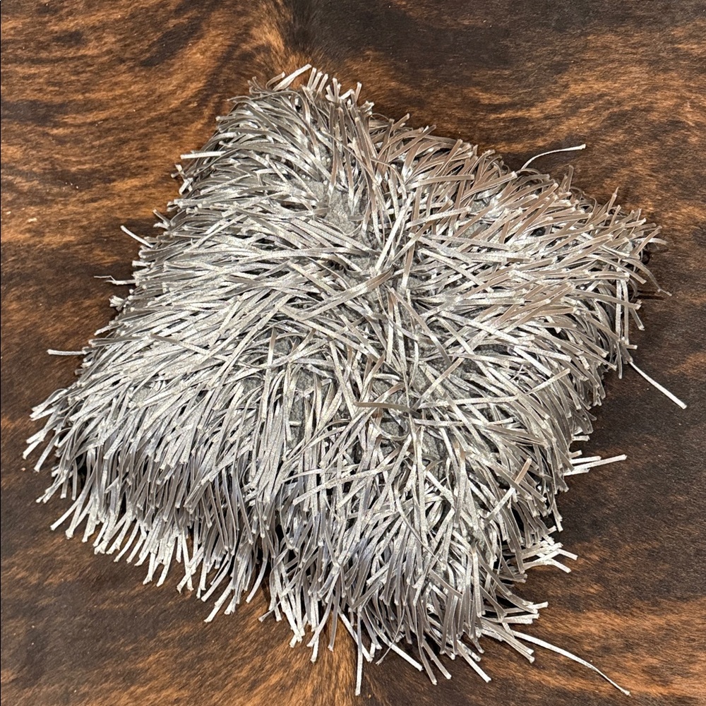Silver Metallic Fringe Pillow